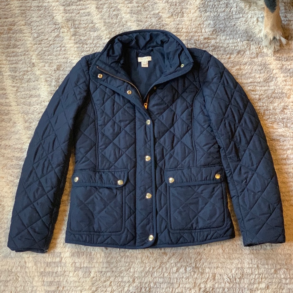 J. Crew Quilted Jacket, Navy, Size XS